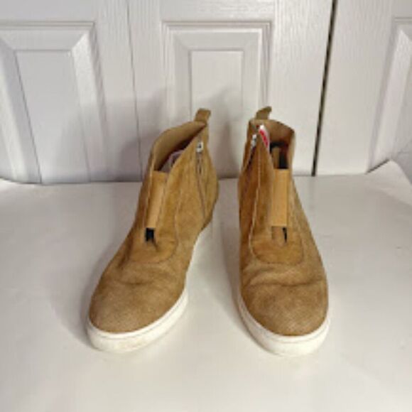 Linea Paolo Anna Leather Perf Elastic Suede Wedge Zip Slip On Sneaker Boots - Picture 4 of 13